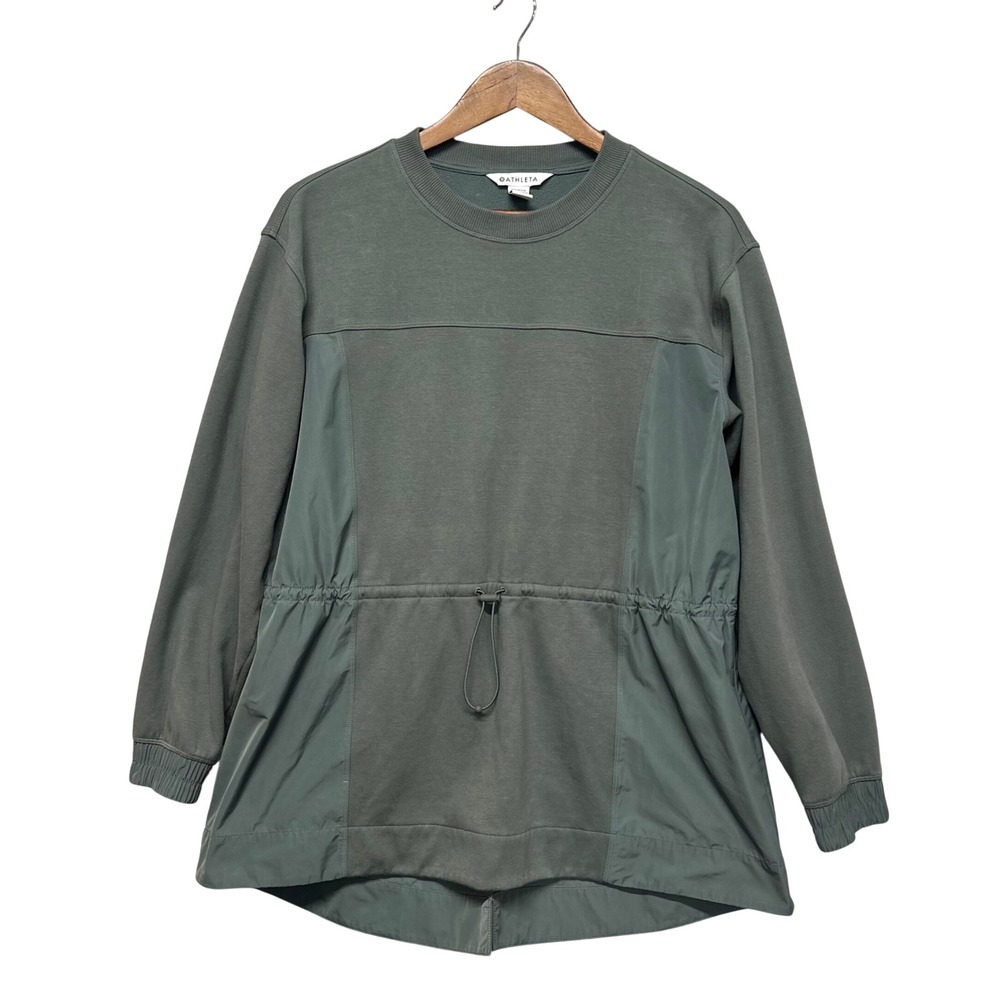 Athleta‎ Womens Size M Cinched Crewneck Sweater Triumph Hybrid Pullover Outdoor